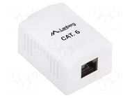 Wall socket; white; Cat: 6; RJ45 socket; wall mount; IP20 LANBERG