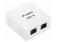 Wall socket; white; Cat: 6; RJ45 socket x2; wall mount; IP20 LANBERG