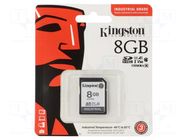 Memory card; microSDHC; R: 100MB/s; W: 80MB/s; Class 10 UHS I U3 KINGSTON TECHNOLOGY
