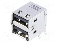 Connector: USB A; socket; on PCBs; THT; PIN: 4; angled 90°; double MOLEX