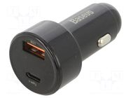 USB power supply; USB A socket,USB C socket; Sup.volt: 12÷24VDC BASEUS