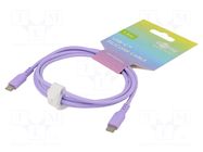 Cable; USB 2.0; USB C plug,both sides; 1.5m; violet; silicone GOOBAY