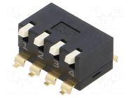 Switch: DIP-SWITCH; Poles number: 4; ON-OFF; 0.025A/24VDC; Pos: 2 DIPTRONICS