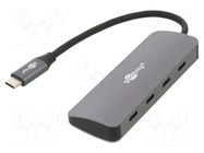 Hub USB; USB C socket x4,USB C plug; USB 3.2; grey; 10Gbps GOOBAY