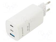 Power supply: switching; mains,plug-in; 5VDC,; 3.25A; 65W; white GEMBIRD