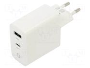 Power supply: switching; mains,plug-in; 5VDC,; 3.25A; 65W; white GEMBIRD