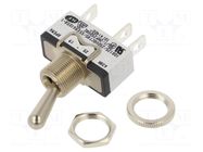 Switch: toggle; Pos: 3; SP3T; ON-OFF-(ON); 10A/250VAC; 5A/24VDC APEM