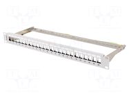 Patch panel; white; Number of ports: 24; Standard: 19"; rack 19" LANBERG