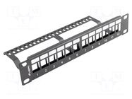 Patch panel; black; Number of ports: 12; Standard: 10"; rack 10" LANBERG