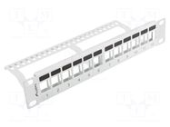 Patch panel; white; Number of ports: 12; Standard: 10"; rack 10" LANBERG