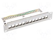Patch panel; white; Number of ports: 12; Standard: 10"; rack 10" LANBERG