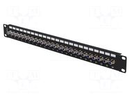 Patch panel; black; Number of ports: 24; Standard: 19"; rack 19" LANBERG