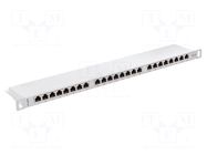 Patch panel; white; Number of ports: 24; Standard: 19"; Cat: 6; RACK LANBERG