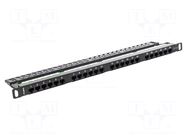 Patch panel; black; Number of ports: 24; Standard: 19"; Cat: 5e LANBERG