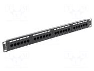 Patch panel; black; Number of ports: 24; Standard: 19"; Cat: 5e LANBERG