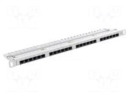 Patch panel; white; Number of ports: 24; Standard: 19"; Cat: 6; RACK LANBERG