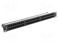 Patch panel; black; Number of ports: 48; Standard: 19"; Cat: 6; RACK LANBERG