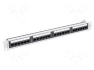 Patch panel; white,black; Number of ports: 24; Standard: 19"; RACK LANBERG