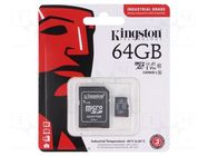 Memory card; industrial; microSDHC,microSDXC; R: 100MB/s; 64GB KINGSTON TECHNOLOGY