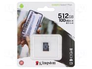 Memory card; microSD; R: 100MB/s; W: 80MB/s; Class 10 UHS I U3 KINGSTON TECHNOLOGY