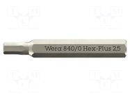 Screwdriver bit; Hex Plus key; HEX 2.5mm; 840/0 Micro WERA