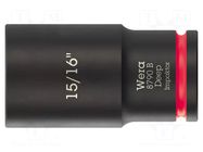 Socket; 6-angles,inch,socket spanner,impact; HEX 15/16"; 3/8" WERA