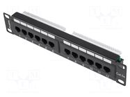 Patch panel; black; Number of ports: 12; Standard: 10"; Cat: 5e LANBERG