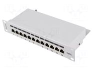Patch panel; white; Number of ports: 12; Standard: 10"; Cat: 6; RACK LANBERG