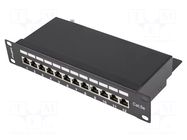 Patch panel; black; Number of ports: 12; Standard: 10"; Cat: 5e LANBERG