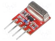 Module: RF; AM transmitter; ASK; 433Hz; 3÷12VDC; 10dBm; 0.05km RF SOLUTIONS