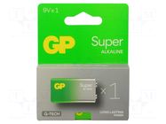 Battery: alkaline; 6F22; 9V; non-rechargeable; 26.1x17.1x48.5mm GP