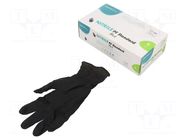 Protective gloves; Size: S; black; nitryl; 100pcs. PLAST