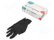 Protective gloves; Size: L; black; nitryl; 100pcs. PLAST