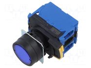 Switch: push-button; 22mm; Stabl.pos: 2; NO x2; blue; LED; IP66; flat OMRON