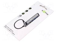 Hub USB; USB A socket x3,USB C socket,USB C plug; USB 3.2; grey GOOBAY