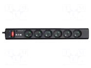Plug socket strip: protective; Sockets: 6; 250VAC; 10A; black; IP20 EATON ELECTRIC