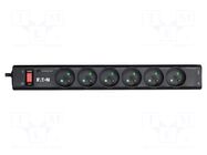 Plug socket strip: protective; Sockets: 6; 250VAC; 10A; black; IP20 EATON ELECTRIC