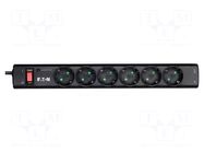Plug socket strip: protective; Sockets: 6; 250VAC; 10A; black; IP20 EATON ELECTRIC