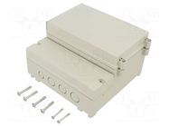 Enclosure: wall mounting; X: 166mm; Y: 161mm; Z: 93mm; ABS; grey; IP65 GAINTA