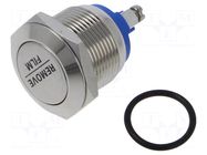Switch: vandal resistant; Pos: 2; SPST-NO; 2A/36VDC; IP65; OFF-(ON) E-SWITCH