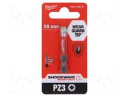 Screwdriver bit; Pozidriv®; PZ3; Kind: impact; Overall len: 50mm Milwaukee