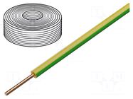 Wire; H05V-U; 0.75mm2; wire; Cu; PVC; yellow-green; 300V,500V; 100m ELTRIM