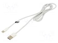Cable; USB 2.0; USB A plug,USB C plug; 1.5m; white; 480Mbps; 60W LOGILINK