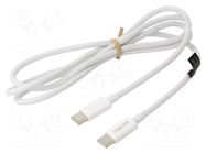 Cable; USB 2.0; USB C plug,both sides; 1m; white; 480Mbps; textile LOGILINK