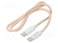 Cable; USB 2.0; USB C plug,both sides; 500mm; pink; 480Mbps; 60W LOGILINK