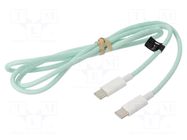 Cable; USB 2.0; USB C plug,both sides; 1m; green; 480Mbps; textile LOGILINK