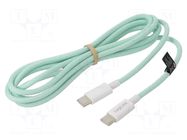 Cable; USB 2.0; USB C plug,both sides; 1.5m; green; 480Mbps; 60W LOGILINK