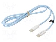 Cable; USB 2.0; USB C plug,both sides; 1m; blue; 480Mbps; textile LOGILINK