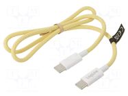 Cable; USB 2.0; USB C plug,both sides; 500mm; yellow; 480Mbps LOGILINK