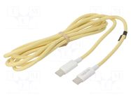 Cable; USB 2.0; USB C plug,both sides; 1.5m; yellow; 480Mbps; 60W LOGILINK